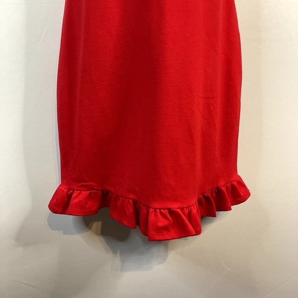 Lulus Red Ruffled Bodycon Mini Dress | Stretchy | Adjustable Straps | Size Large - Picture 3 of 7